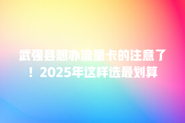 武强县想办流量卡的注意了！2025年这样选最划算