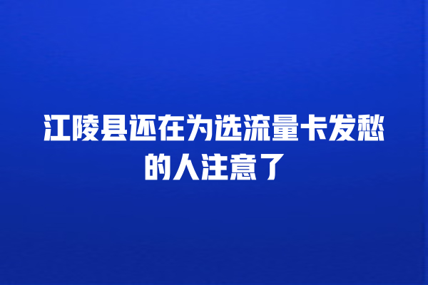 江陵县还在为选流量卡发愁的人注意了