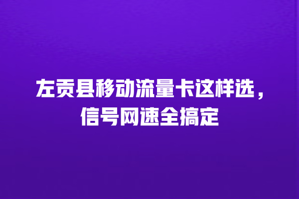 左贡县移动流量卡这样选，信号网速全搞定
