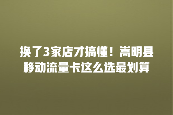 换了3家店才搞懂！嵩明县移动流量卡这么选最划算