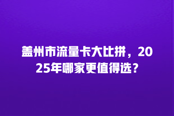 盖州市流量卡大比拼，2025年哪家更值得选？