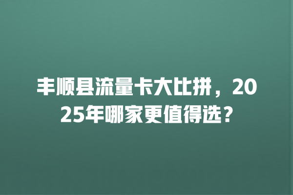 丰顺县流量卡大比拼，2025年哪家更值得选？