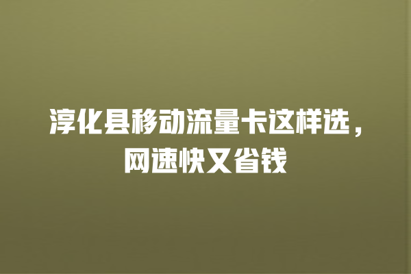 淳化县移动流量卡这样选，网速快又省钱