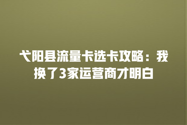 弋阳县流量卡选卡攻略：我换了3家运营商才明白