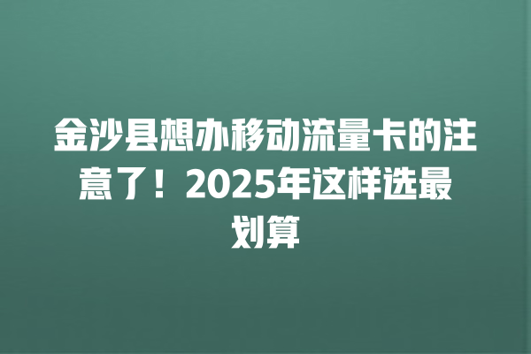 金沙县想办移动流量卡的注意了！2025年这样选最划算
