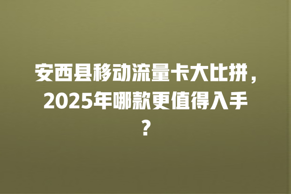 安西县移动流量卡大比拼，2025年哪款更值得入手？