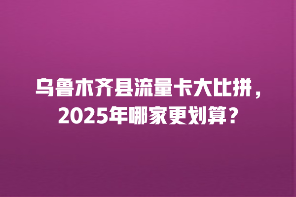 乌鲁木齐县流量卡大比拼，2025年哪家更划算？