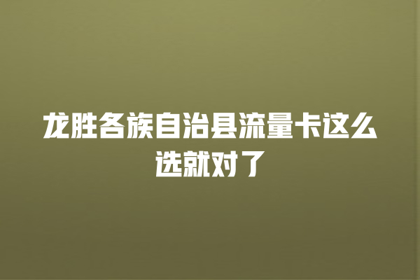 龙胜各族自治县流量卡这么选就对了