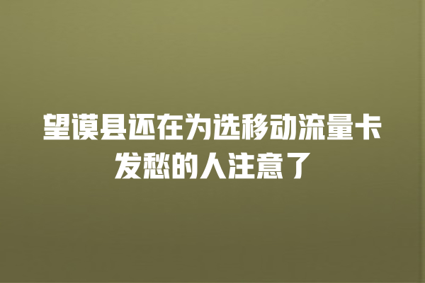 望谟县还在为选移动流量卡发愁的人注意了