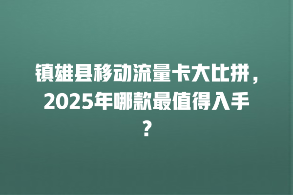 镇雄县移动流量卡大比拼，2025年哪款最值得入手？
