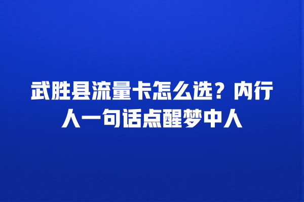 武胜县流量卡怎么选？内行人一句话点醒梦中人