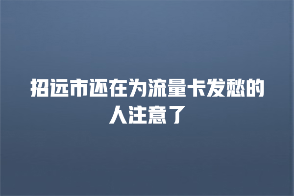 招远市还在为流量卡发愁的人注意了