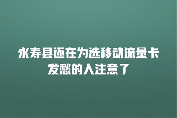 永寿县还在为选移动流量卡发愁的人注意了