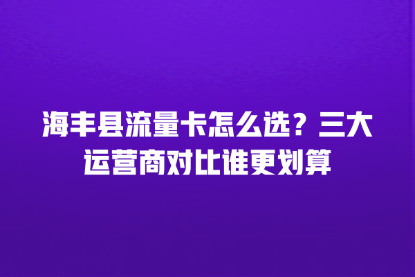 海丰县流量卡怎么选？三大运营商对比谁更划算