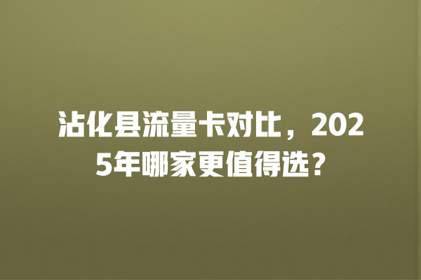 沾化县流量卡对比，2025年哪家更值得选？