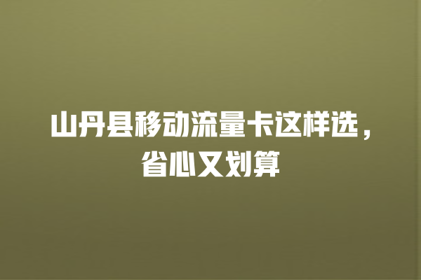 山丹县移动流量卡这样选，省心又划算