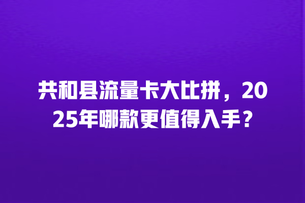 共和县流量卡大比拼，2025年哪款更值得入手？