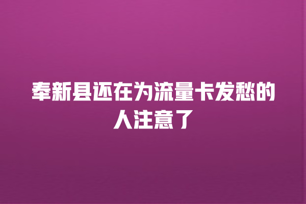 奉新县还在为流量卡发愁的人注意了