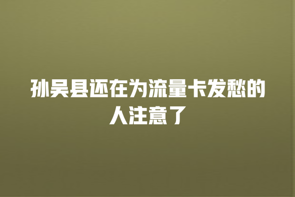 孙吴县还在为流量卡发愁的人注意了