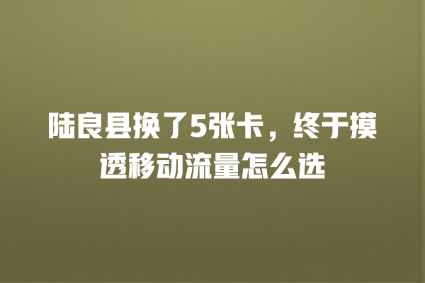 陆良县换了5张卡，终于摸透移动流量怎么选