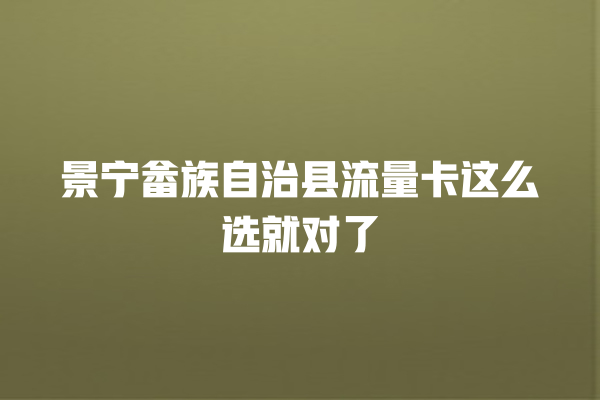景宁畲族自治县流量卡这么选就对了