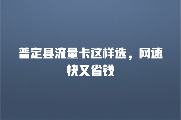 普定县流量卡这样选，网速快又省钱