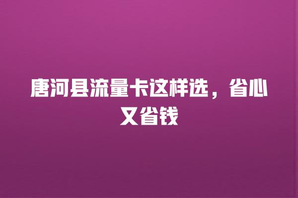 唐河县流量卡这样选，省心又省钱