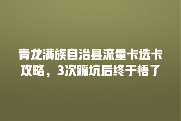 青龙满族自治县流量卡选卡攻略，3次踩坑后终于悟了