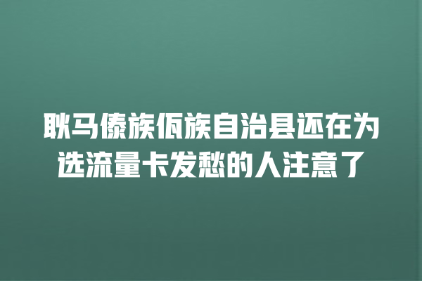 耿马傣族佤族自治县还在为选流量卡发愁的人注意了