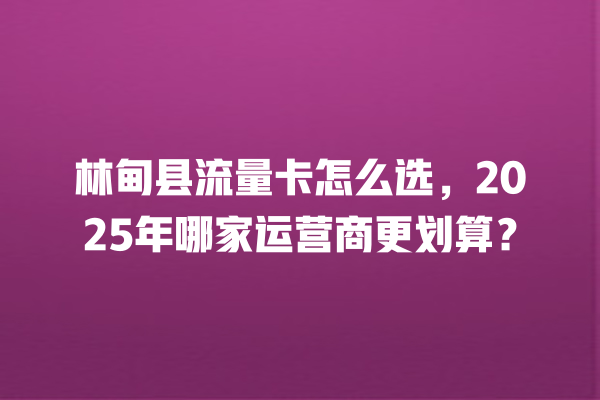 林甸县流量卡怎么选，2025年哪家运营商更划算？