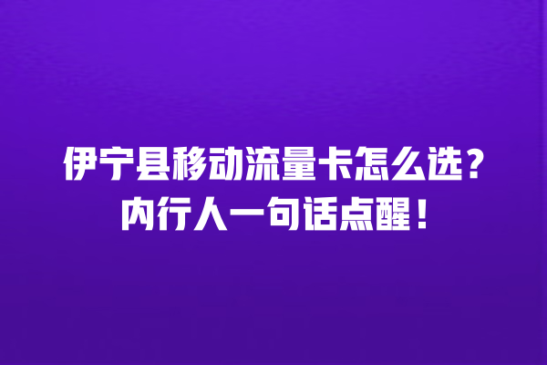 伊宁县移动流量卡怎么选？内行人一句话点醒！