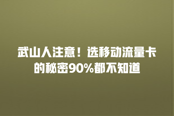 武山人注意！选移动流量卡的秘密90%都不知道