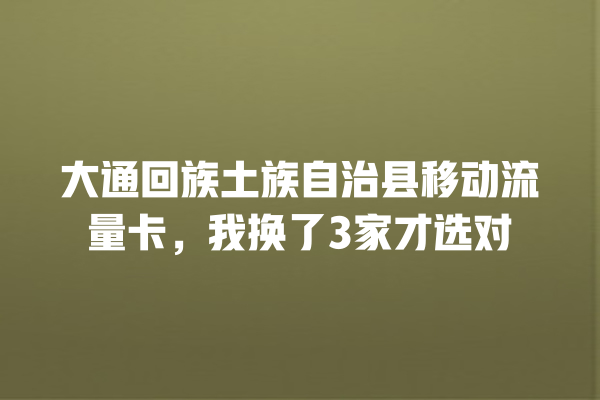 大通回族土族自治县移动流量卡，我换了3家才选对