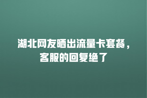 湖北网友晒出流量卡套餐，客服的回复绝了