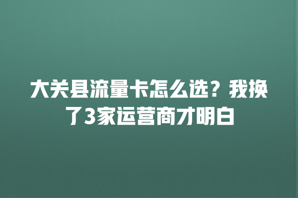 大关县流量卡怎么选？我换了3家运营商才明白