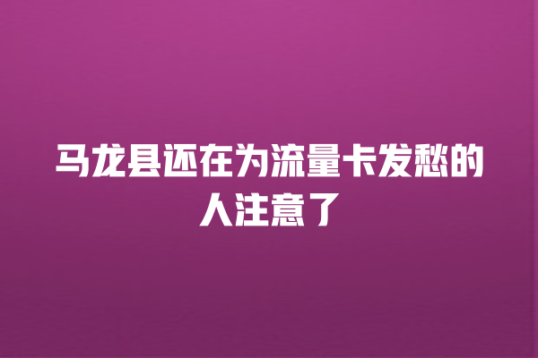 马龙县还在为流量卡发愁的人注意了