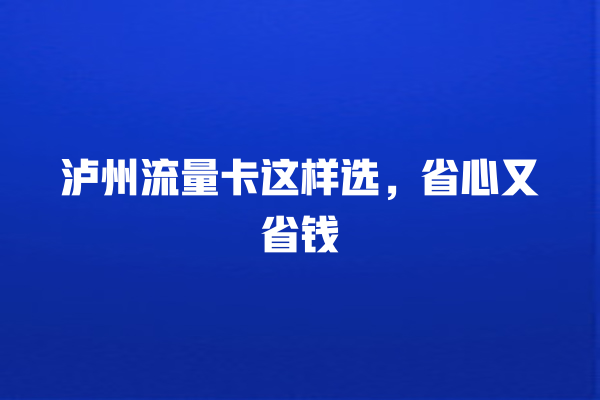 泸州流量卡这样选，省心又省钱