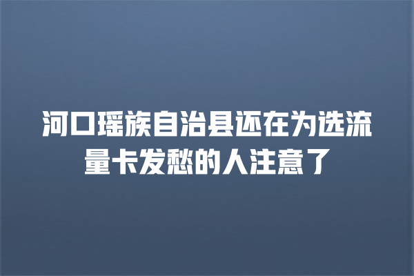 河口瑶族自治县还在为选流量卡发愁的人注意了