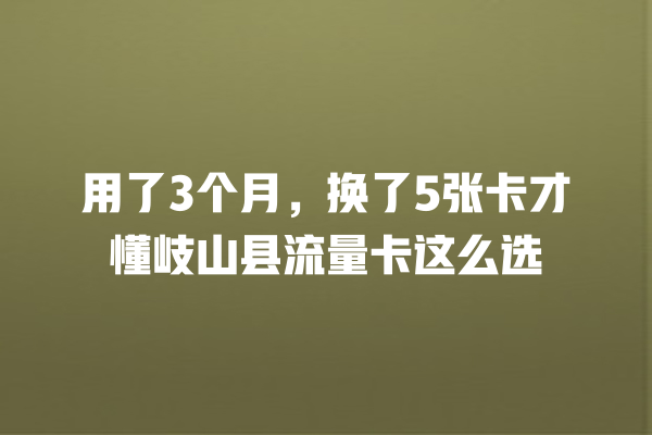 用了3个月，换了5张卡才懂岐山县流量卡这么选