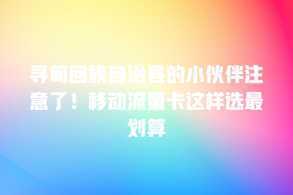 寻甸回族自治县的小伙伴注意了！移动流量卡这样选最划算