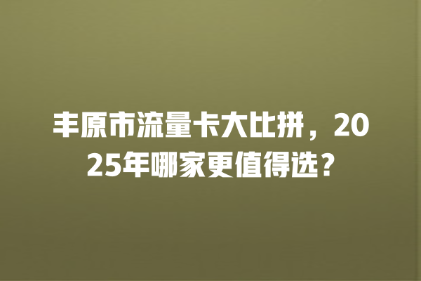 丰原市流量卡大比拼，2025年哪家更值得选？