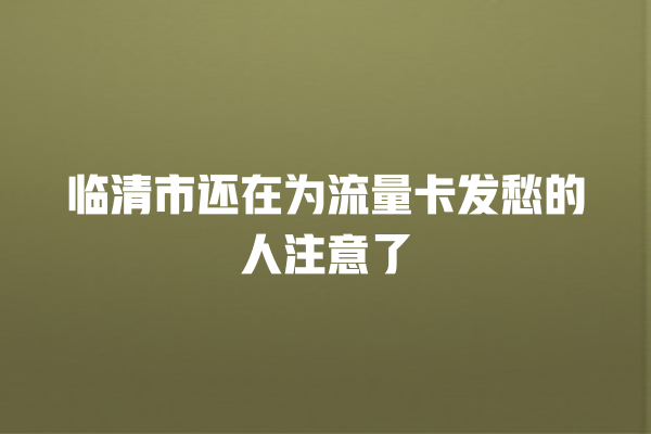 临清市还在为流量卡发愁的人注意了