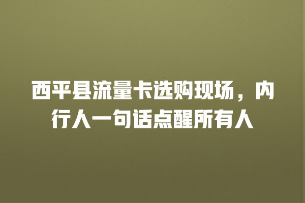 西平县流量卡选购现场，内行人一句话点醒所有人
