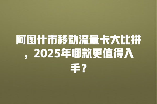 阿图什市移动流量卡大比拼，2025年哪款更值得入手？