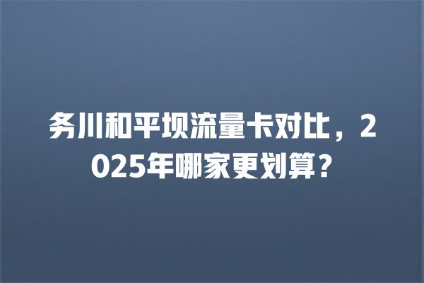 务川和平坝流量卡对比，2025年哪家更划算？