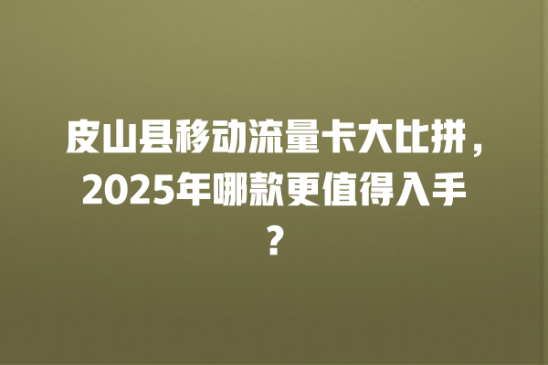 皮山县移动流量卡大比拼，2025年哪款更值得入手？
