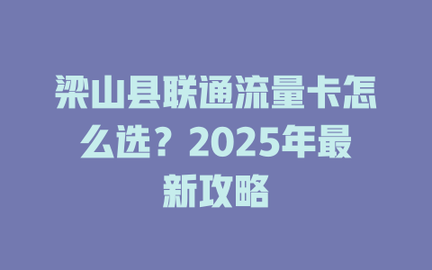 梁山县联通流量卡怎么选？2025年最新攻略