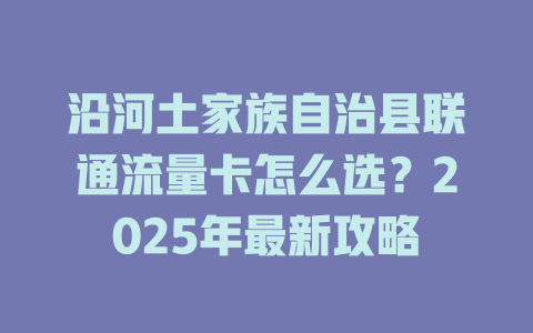 沿河土家族自治县联通流量卡怎么选？2025年最新攻略