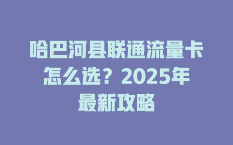 哈巴河县联通流量卡怎么选？2025年最新攻略