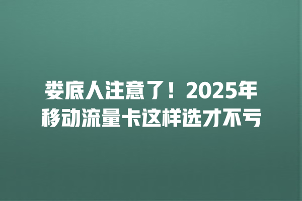 娄底人注意了！2025年移动流量卡这样选才不亏